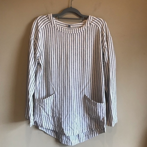 Ecote Long Sleeve Linen Blend Tunic - Picture 2 of 5